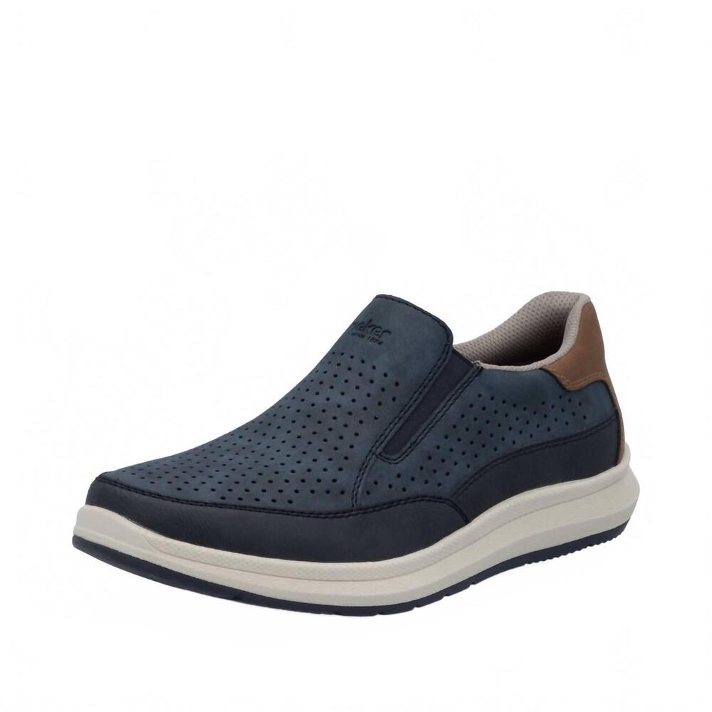 NEW RIEKER men's reinhard slip-on shoes in lake/denim/nuss